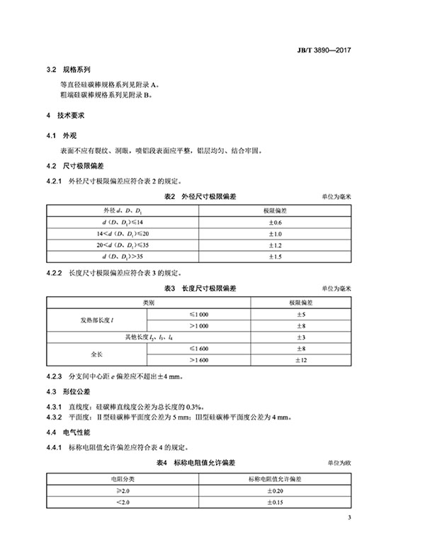 JB∕T 3890-2017 碳化硅特種制品 硅碳棒標(biāo)準(zhǔn)-7